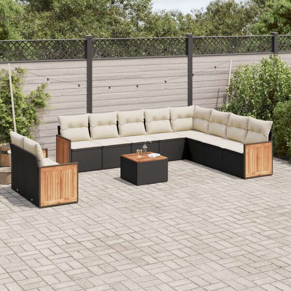 VidaXL Polyrattan Kerti Ülőgarnitúra - 11 részes - Fekete
