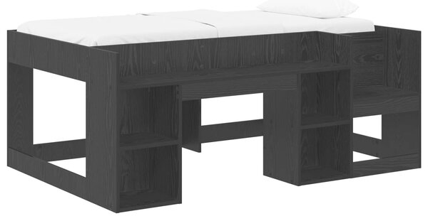 VidaXL Gyerekágy keret tárolóval Fekete Tölgy 80 x 160 cm Szerelt Fa