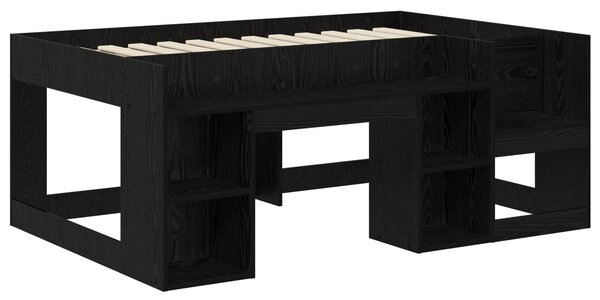 VidaXL Gyerekágy keret tárolóval Fekete Tölgy 80 x 160 cm Szerelt Fa