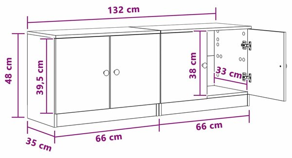VidaXL Tároló szekrény loft ágyhoz 2 db Kézműves Tölgy 66 x 35 x 48 cm
