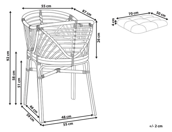 Bölcső Rattan GRUISSAN 50 x 70 cm Természetes