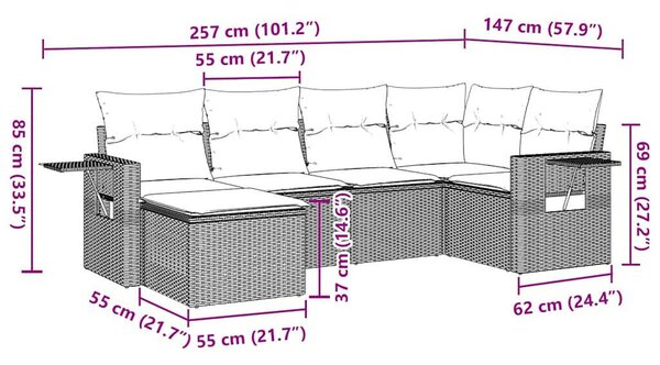 VidaXL Polyrattan Kerti Ülőgarnitúra - 7 részes