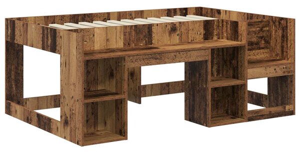 VidaXL Gyerekágy keret tárolóval Antik Fa 80 x 160 cm Szerelt Fa