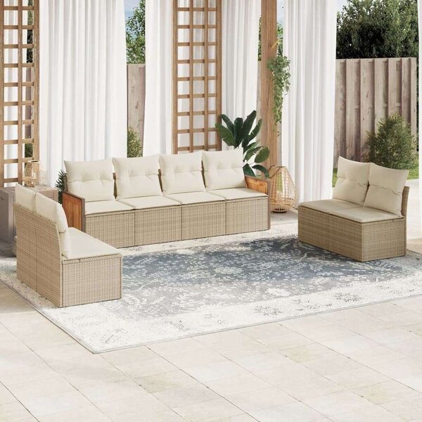 VidaXL Polyrattan Kerti Ülőgarnitúra - 8 részes - Bézs