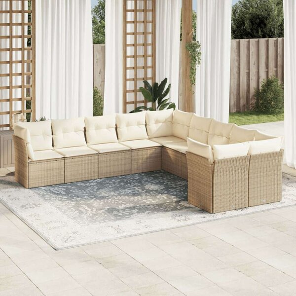 VidaXL Polyrattan Kerti Ülőgarnitúra - 10 részes - Bézs