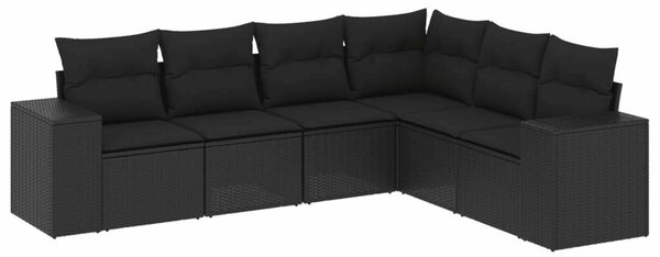 VidaXL Polyrattan Kerti Ülőgarnitúra - Fekete - 6 részes
