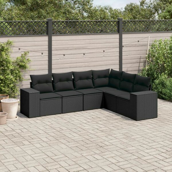 VidaXL Polyrattan Kerti Ülőgarnitúra - Fekete - 6 részes