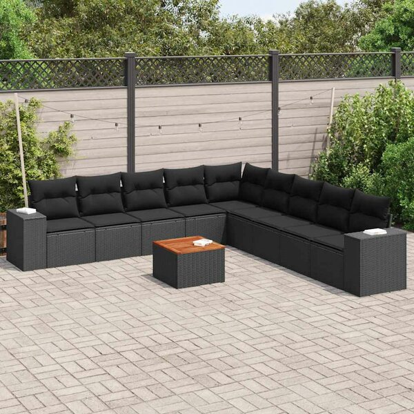 VidaXL Polyrattan Kerti Ülőgarnitúra - 10 részes - Fekete