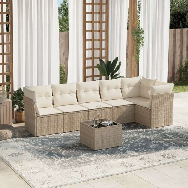 VidaXL Polyrattan Kerti Ülőgarnitúra - 7 részes - Bézs