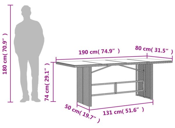 VidaXL Polyrattan Kerti Étkezőgarnitúra - 9 részes - Szürke