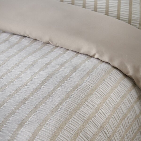 Bézs egyszemélyes ágyneműhuzat 135x200 cm So Soft Seersucker Stripe – Catherine Lansfield