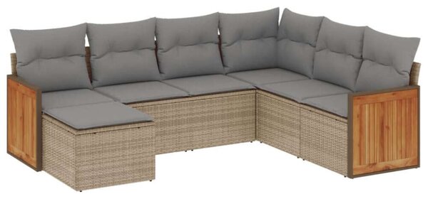 VidaXL Polyrattan Kerti Ülőgarnitúra - 7 részes, Bézs