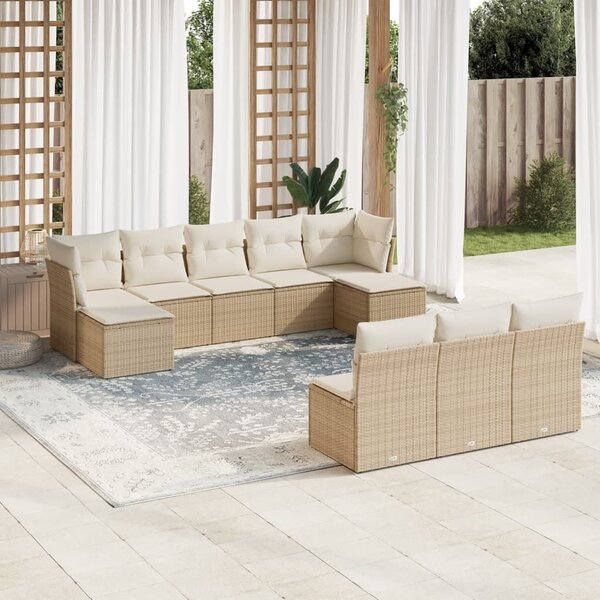 VidaXL Polyrattan Kerti Ülőgarnitúra - 10 részes - Bézs