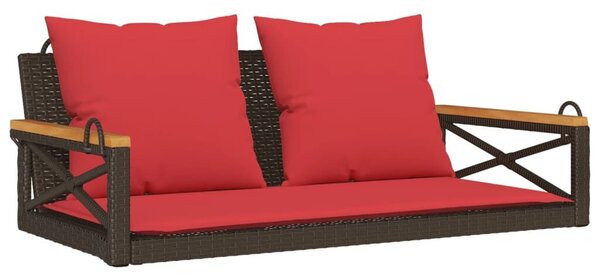 VidaXL barna polyrattan hintapad párnákkal 109 x 62 x 40 cm