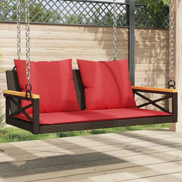 VidaXL barna polyrattan hintapad párnákkal 109 x 62 x 40 cm