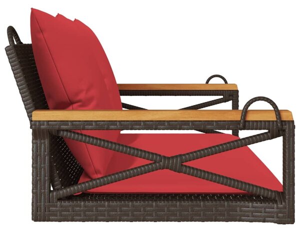 VidaXL barna polyrattan hintapad párnákkal 109 x 62 x 40 cm