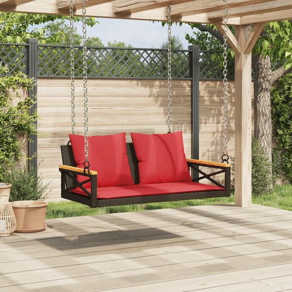 VidaXL barna polyrattan hintapad párnákkal 109 x 62 x 40 cm