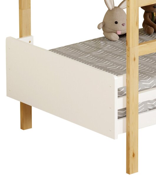 Emeletes ágy, 90x200, tölgy/fehér, DAMLA