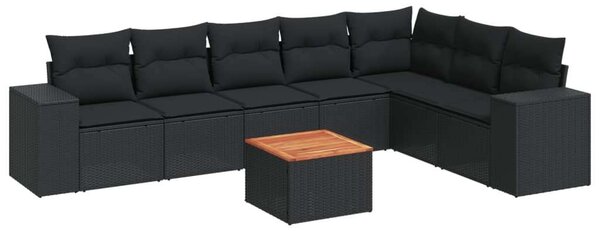 VidaXL Polyrattan Kerti Ülőgarnitúra - 8 részes - Fekete