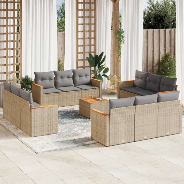 VidaXL Polyrattan Kerti Ülőgarnitúra - 13 részes, Bézs