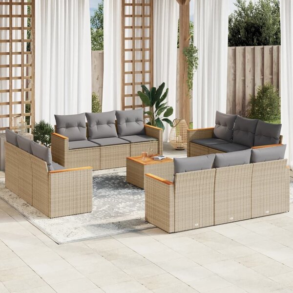 VidaXL Polyrattan Kerti Ülőgarnitúra - 13 részes, Bézs