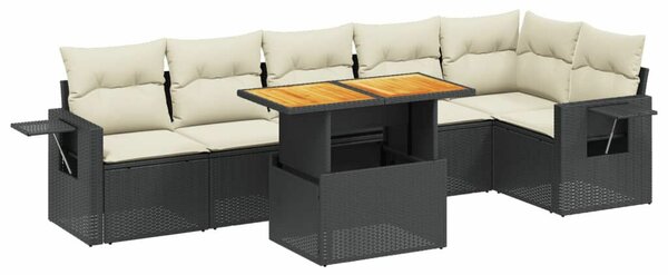 VidaXL Polyrattan Kerti Ülőgarnitúra - 7 részes - Fekete
