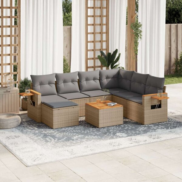 VidaXL Polyrattan Kerti Ülőgarnitúra - 8 részes - Bézs