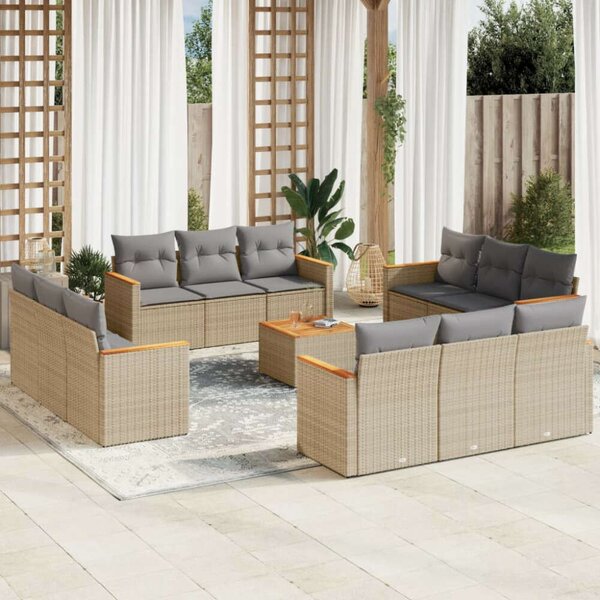 VidaXL Polyrattan Kerti Ülőgarnitúra - 13 részes, Bézs