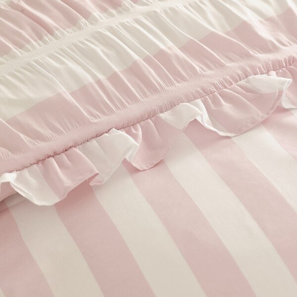 Rózsaszín kétszemélyes háromrészes ágyneműhuzat 200x200 cm Seersucker Frill Stripe – Catherine Lansfield