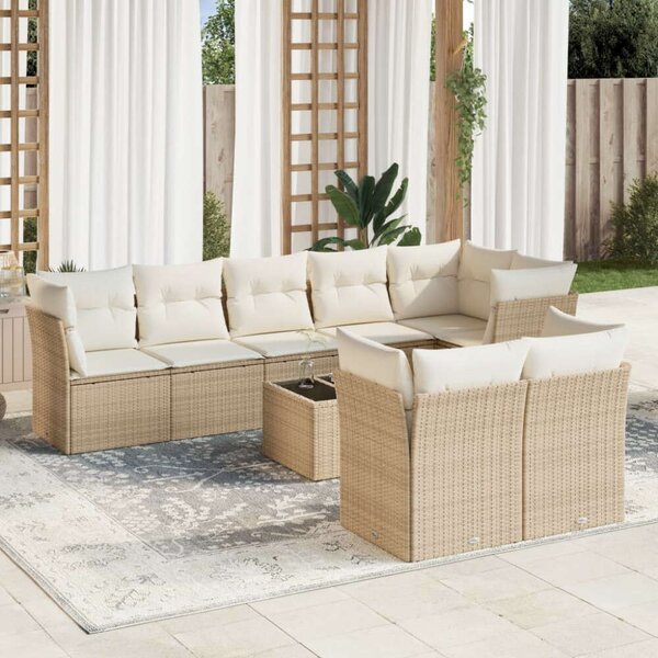VidaXL Polyrattan Kerti Ülőgarnitúra - 9 részes - Bézs