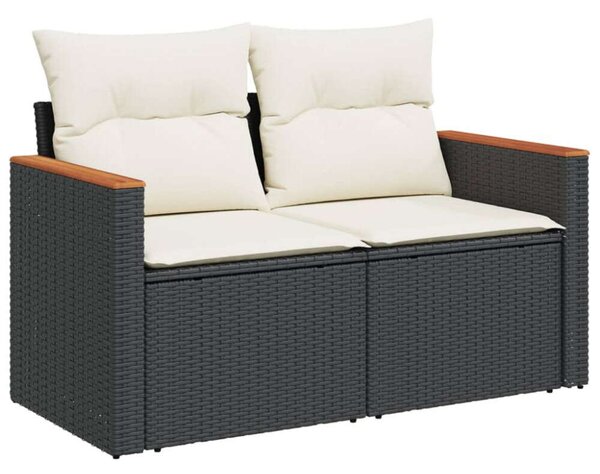 VidaXL 5 részes fekete polyrattan kerti kanapészett párnákkal