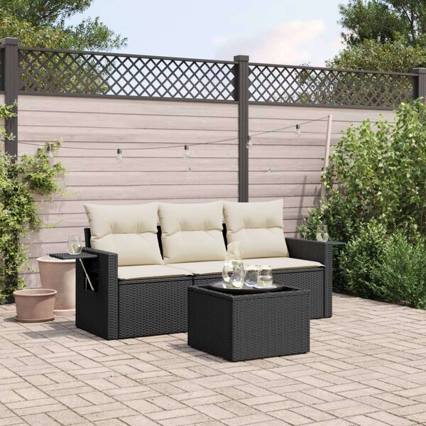 VidaXL Polyrattan Kerti Ülőgarnitúra - 4 részes - Fekete