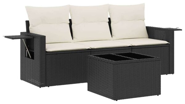 VidaXL Polyrattan Kerti Ülőgarnitúra - 4 részes - Fekete
