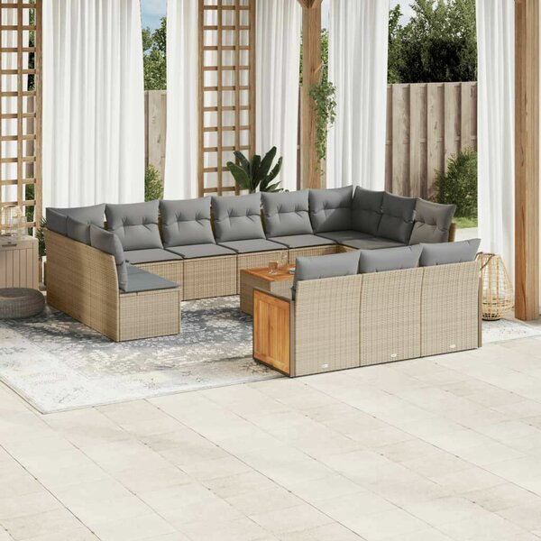 VidaXL Polyrattan Kerti Ülőgarnitúra - 14 részes - Bézs