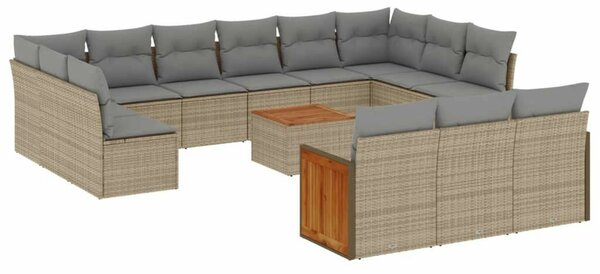 VidaXL Polyrattan Kerti Ülőgarnitúra - 14 részes - Bézs