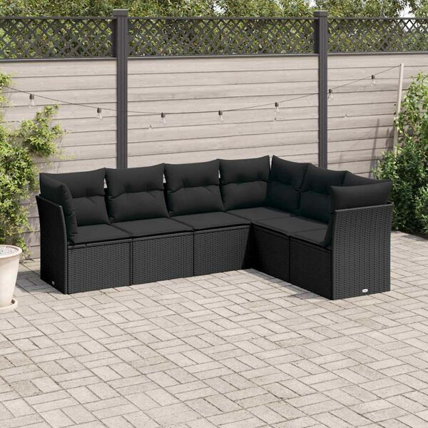 VidaXL Polyrattan Kerti Ülőgarnitúra - 6 részes - Fekete