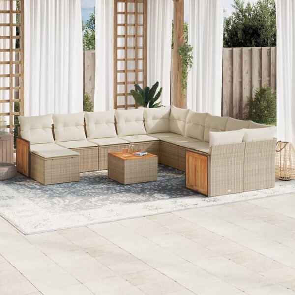VidaXL Polyrattan Kerti Ülőgarnitúra - 12 részes - Bézs