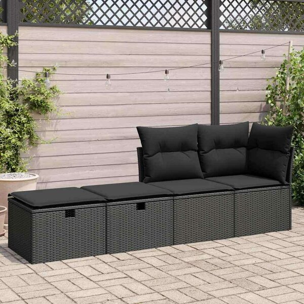 VidaXL 2 részes Kerti Ülőgarnitúra - Fekete Polyrattan