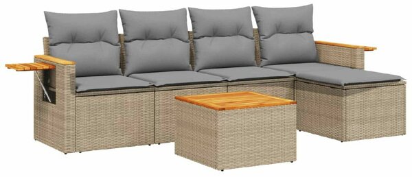 VidaXL Polyrattan Kerti Ülőgarnitúra - 6 részes - Bézs