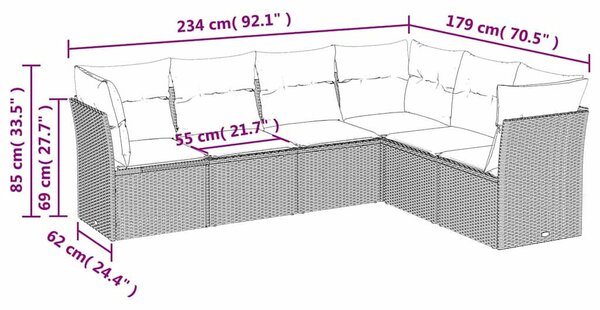 VidaXL Polyrattan Kerti Ülőgarnitúra - 6 részes - Fekete