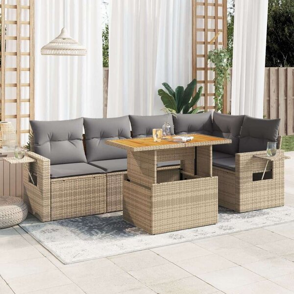 VidaXL Polyrattan Kerti Ülőgarnitúra - 6 részes - Bézs