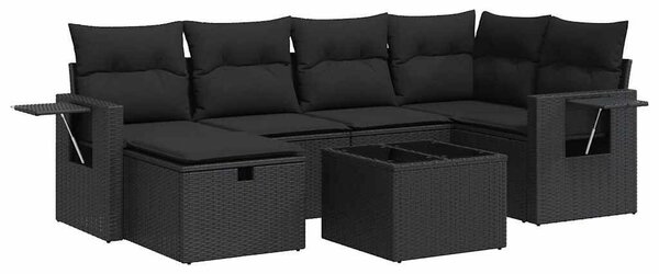 VidaXL Polyrattan Kerti Ülőgarnitúra - 7 részes - Fekete
