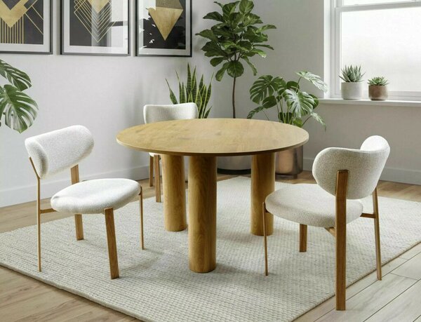 Montana kerek étkezőasztal MDF tölgy furnér 120 cm