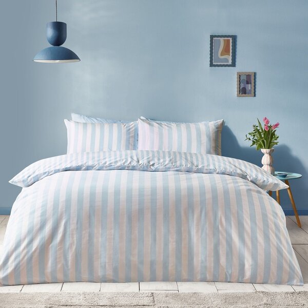 Fehér-kék egyszemélyes ágyneműhuzat 135x200 cm Stripe Tease – Sassy B
