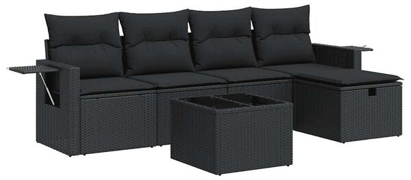 VidaXL Polyrattan Kerti Ülőgarnitúra - 6 részes - Fekete