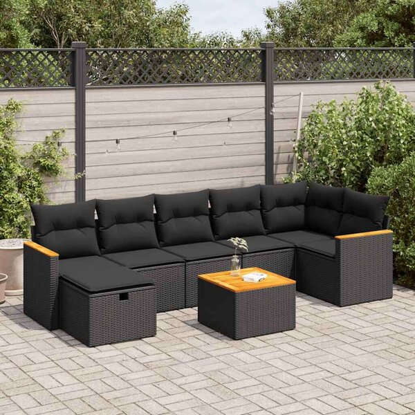 VidaXL Polyrattan Kerti Ülőgarnitúra - 8 részes - Fekete
