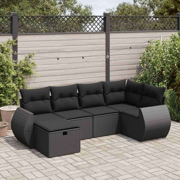 VidaXL Polyrattan Kerti Ülőgarnitúra - 6 részes - Fekete