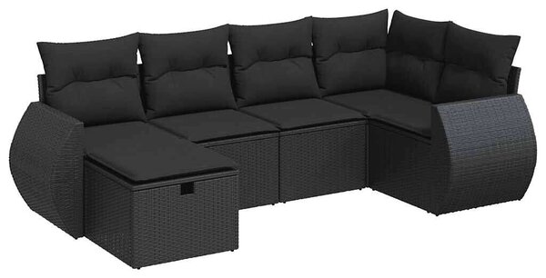 VidaXL Polyrattan Kerti Ülőgarnitúra - 6 részes - Fekete
