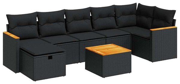 VidaXL Polyrattan Kerti Ülőgarnitúra - 8 részes - Fekete