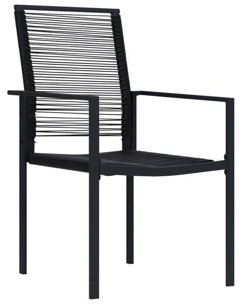 3 Darabos Kerti Étkező Szett Fekete PVC Rattan